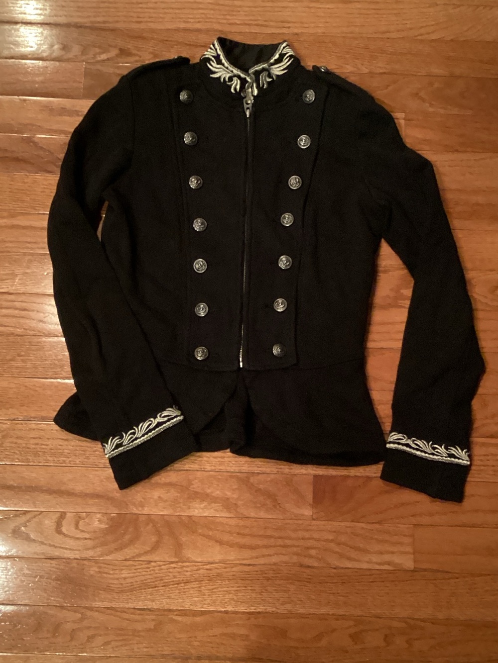 Ralph Lauren Black Military-Style Blazer with White Embroidered Trim